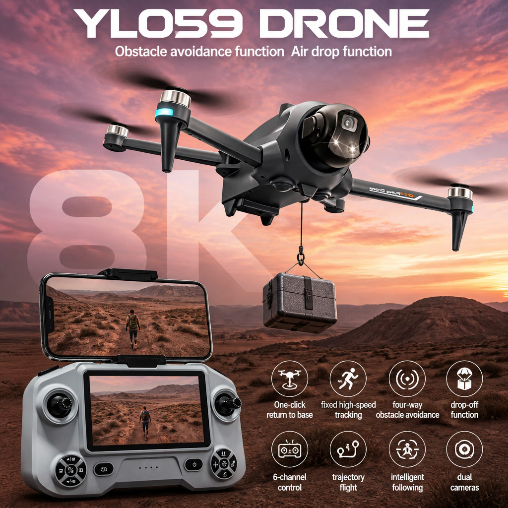 Drone Kit With Camera - NOVO Drone YL059 com GPS, Retorno